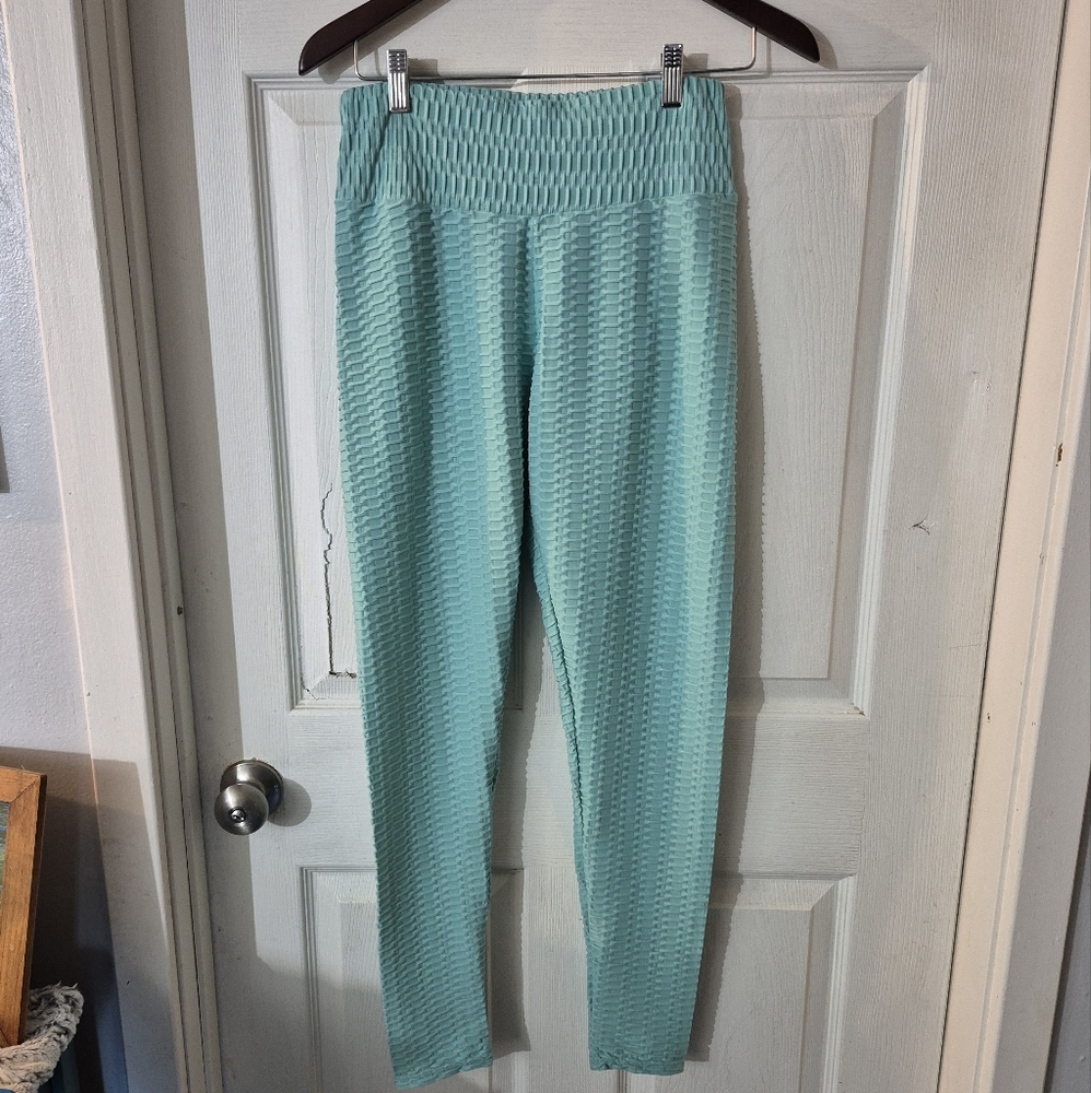 Women's Textured Aqua Leggings Sz XL